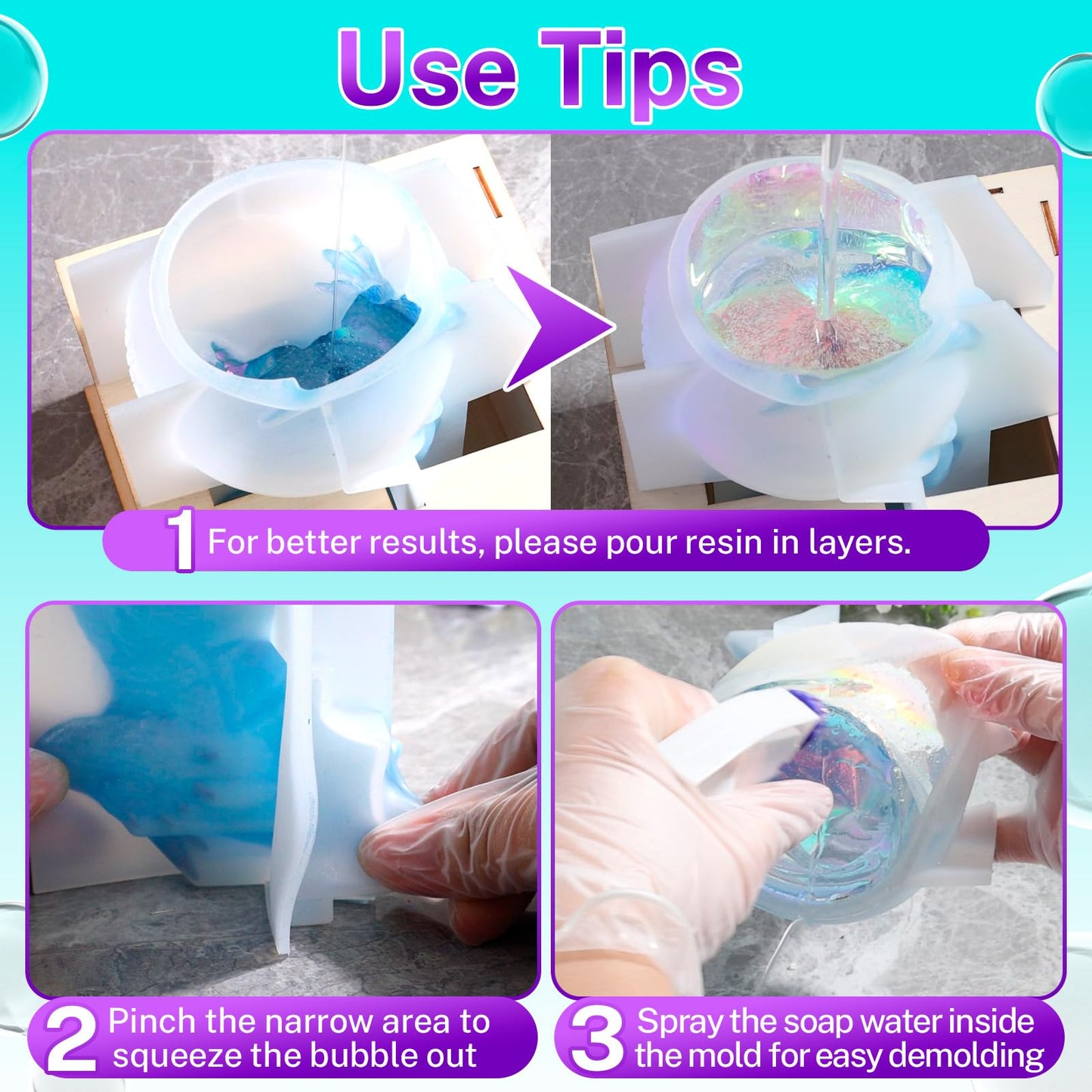 LET'S RESIN Dragon Resin Molds, Dragon Figurines Epoxy Resin Molds with Egg Base, 3D Animal Silicone Molds for Resin Crafts, DIY Home Desk Decor & Gifts