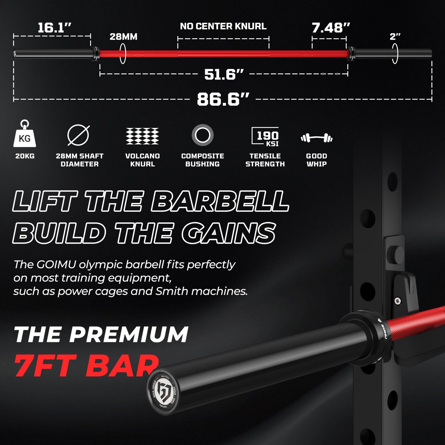 GOIMU RH01 Power Cage Rack, 2000LBS Squat Rack with with Cable Crossover System&LAT Pull Down System, Multi-Function Workout Cage for Home&Garage Gym (Red-SE, RH01 Power Cage with 290LB C Weights)
