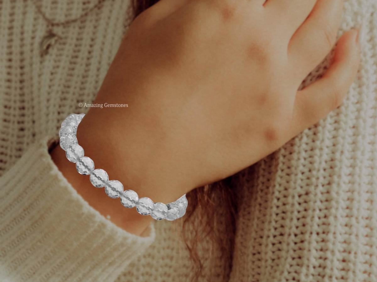 Amazing Gemstone Clear Quartz Bracelet for Women - Chakra Mens Bracelet Protection Crystals and Healing Stones - Blessing Bracelet Spiritual Meditation Gift Christmas Stocking