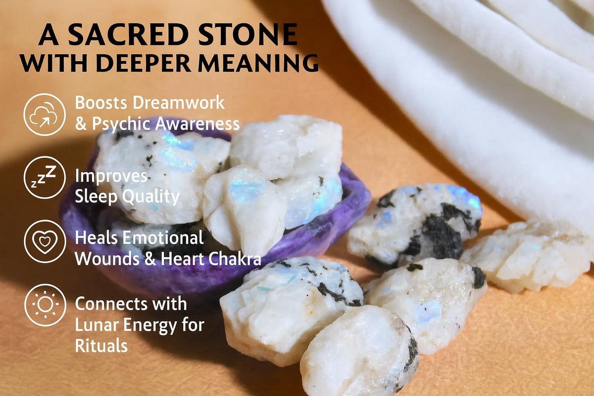 2 Pcs Rainbow Moonstone Raw Crystal Set Natural Stones for Meditation, Reiki, Energy Balancing & Collection