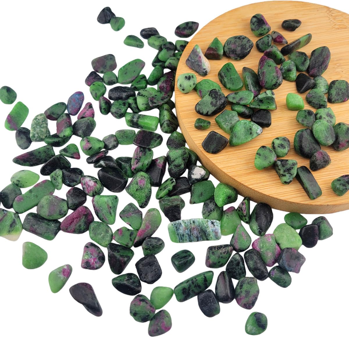 1,000 Carats Ruby in Zoisite Handpicked Tumbled Stones Crystals Chips Bulk Pocket Stones for Healing, Reiki, Meditation, Witchcraft and Home Decorations (Ruby in Zoisite)
