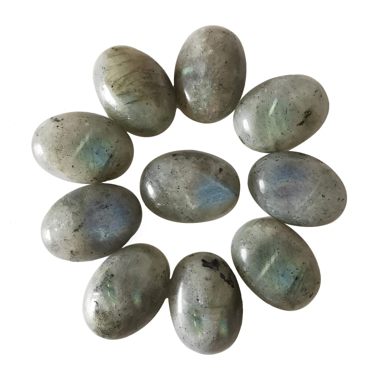Loveliome 18x13mm Oval Cabochons Flatback Crystal Stone Gemstones Beads for Jewelry Making DIY Pack of 10, Moonstone