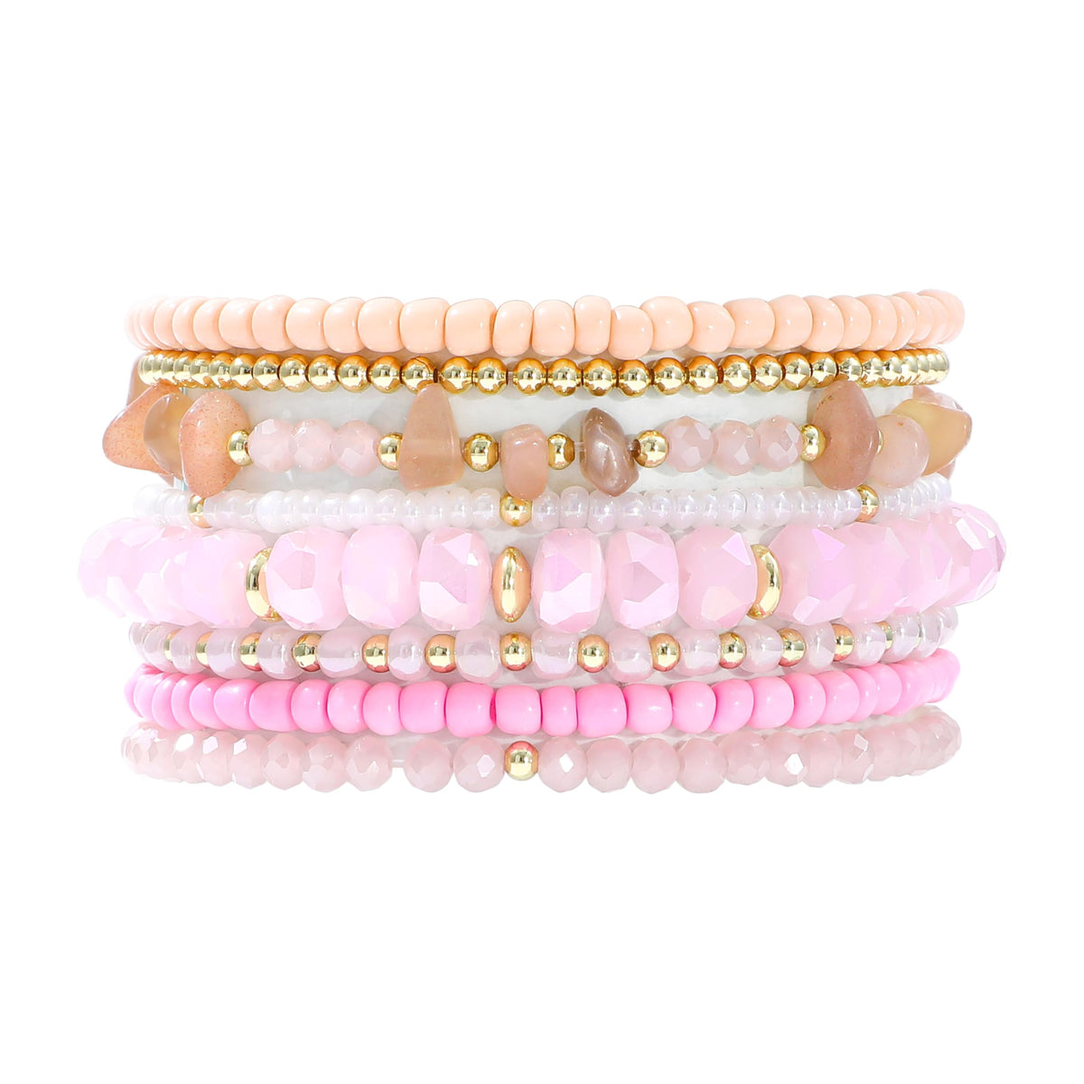 RISHEGAE Heishi Beaded Stretch Bracelets for Women Stackable Polymer Clay Beads Bracelets Friendship Boho Summer Beach Bracelet Jewelry Set (A-A pink)