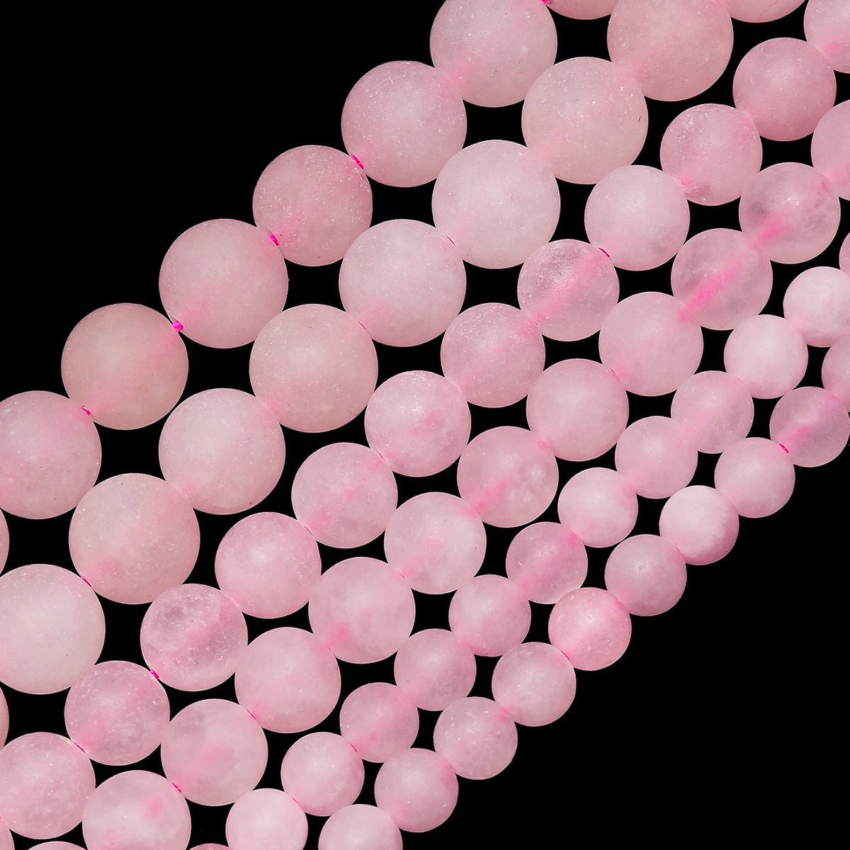 Natural Matte Pink Quartz Beads, 8MM Round Frosted Unpolished Loose Gemstone Beads for Bracelet Necklace Jewelry Making, Energy Stone Healing Power with Stretch Beading Cord