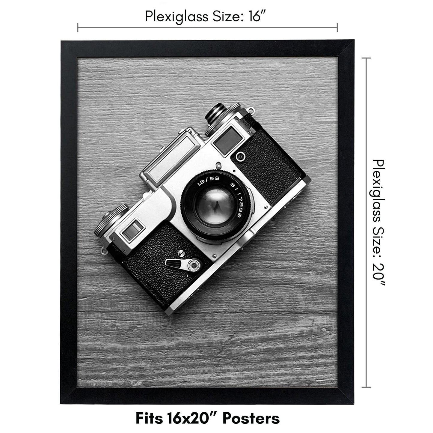 Americanflat 16x20 Picture Frame with Polished Plexiglass - Black Picture Frame - Wide Photo Frames Made of Engineered Wood for Vertical or Horizontal Wall Display - Epic Collection - Black