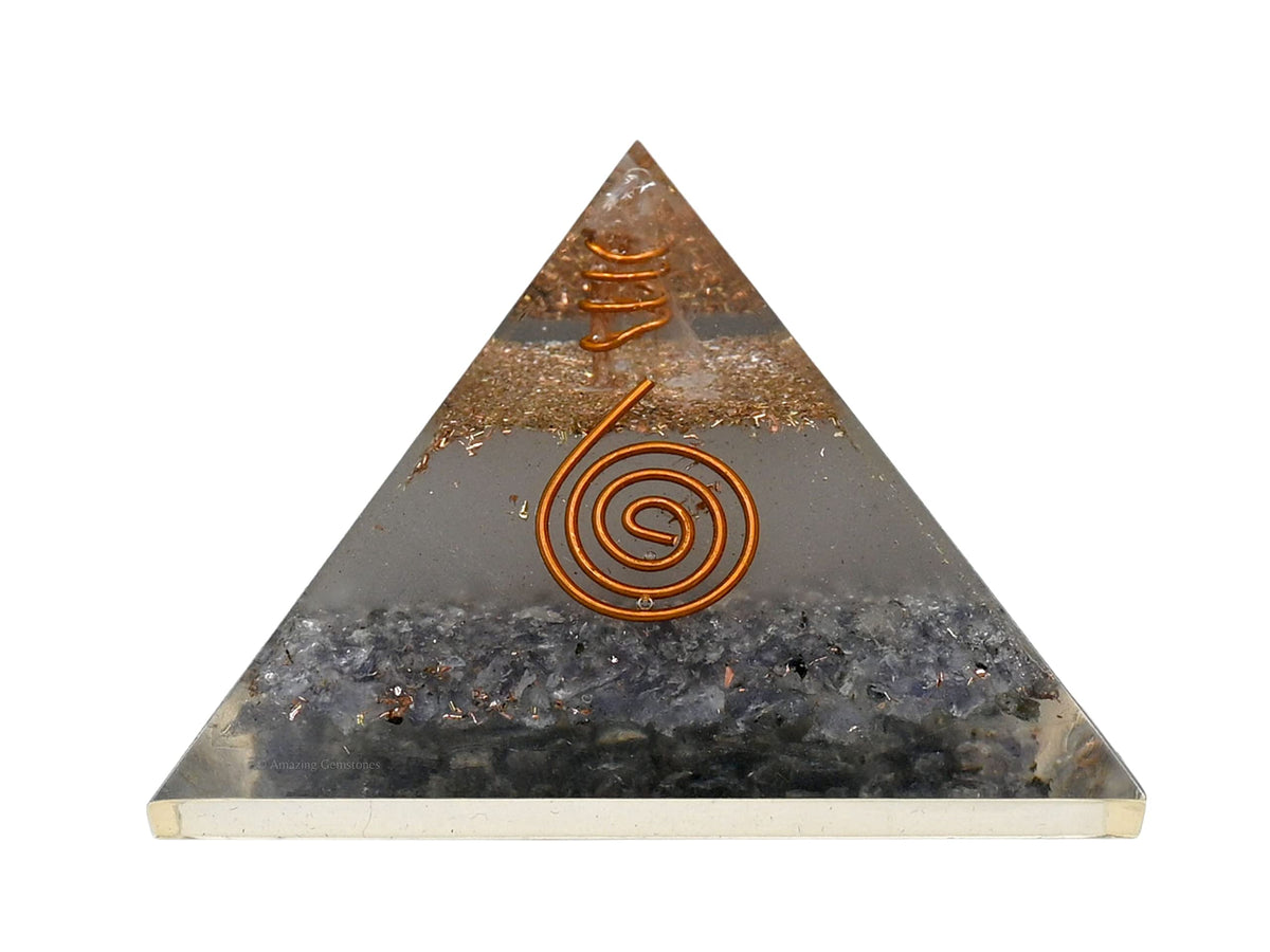 Amazing Gemstone Large Orgone Pyramid | Glow in Dark Iolite Pyramid Crystal | Orgonite Pyramid | Organ Pyramids Positive Energy Healing