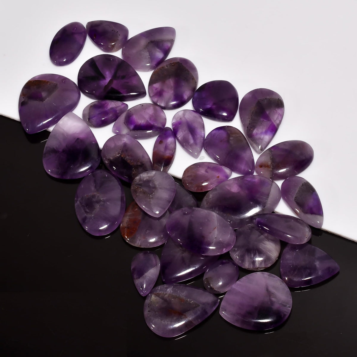 Natural 5, 4 & 3 Pcs Gemstones Cabochons Lot (15–30 MM), Multi Shape Stones for Jewelry Making Supplies Healing Crystals Gems Loose Gemstones (Star amethyst, 5pcs)