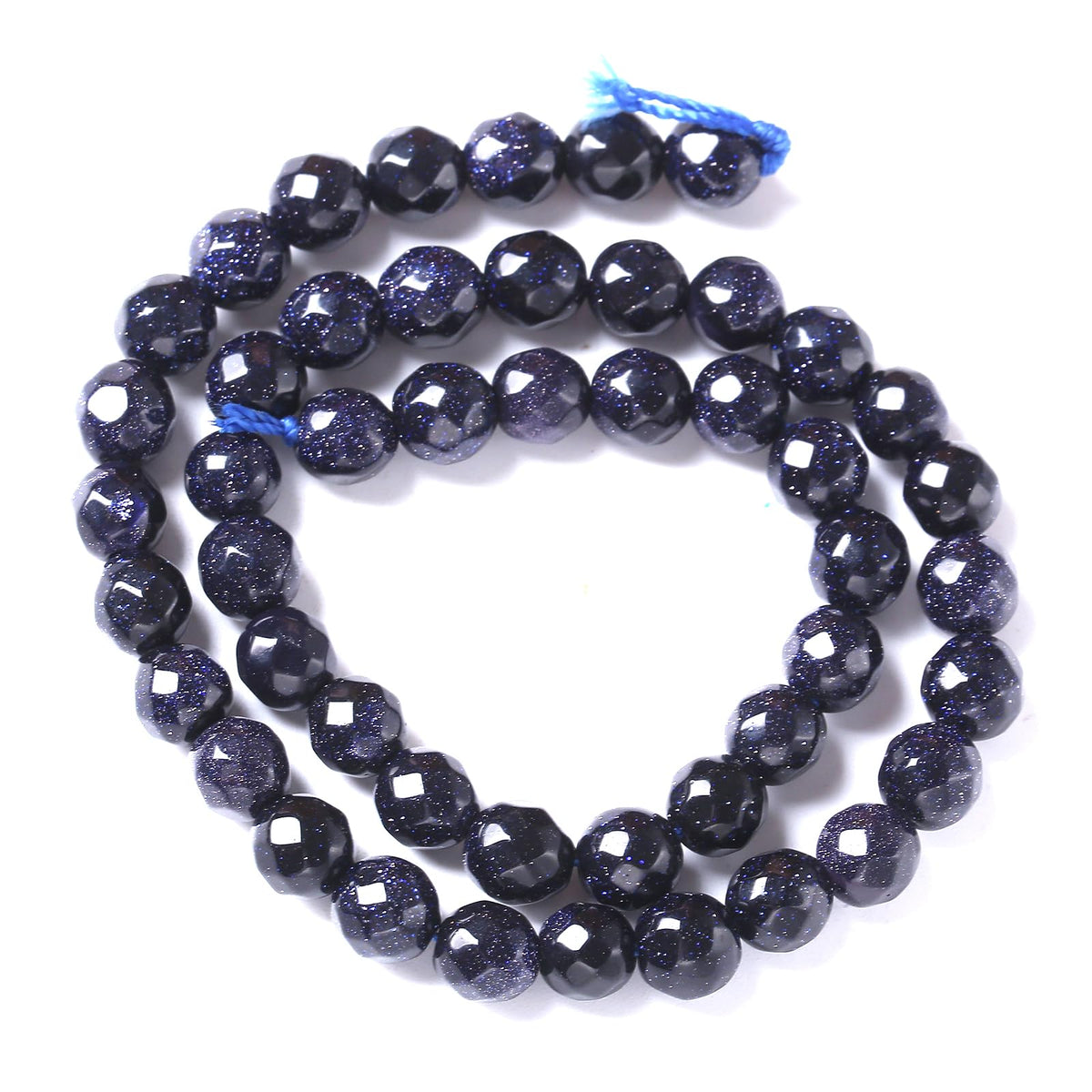 8mm 45pcs Natural Blue Sandstone Faceted Stone Beads for Jewelry Making DIY Bracelet Necklace Accessories 15" Energy Healing Power Stone Beads (Faceted Blue Sandstone, 8mm)