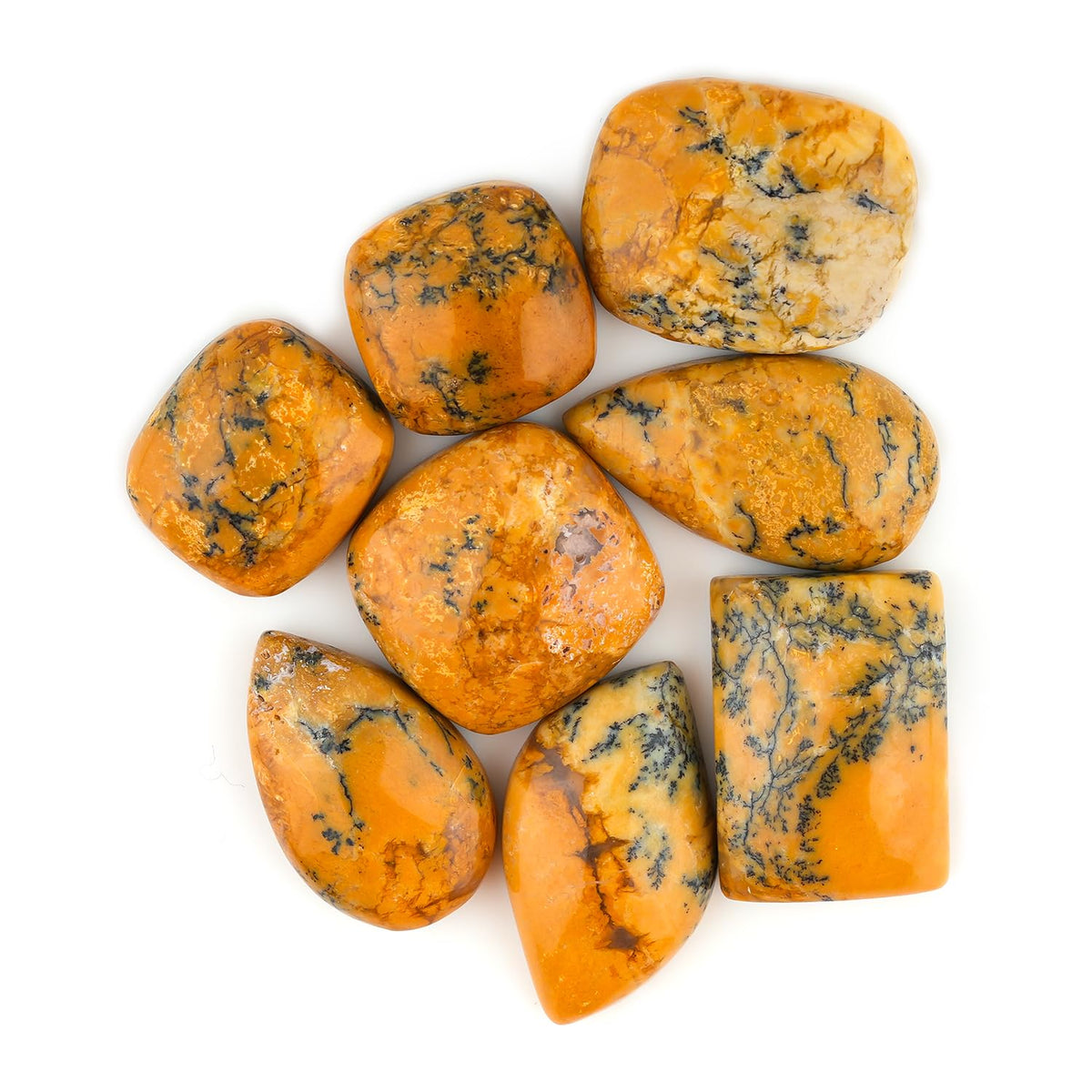 ColouredRocks (100 carats. YELLOW DENDRITE AGATE, Mix Shape, Cabochon Crystals, Loose Gemstone, Wholesale Polished Supply, Jewelry Making, DIY Craft, Gem Collection (8-9pcs.) (15-20mm. free size)