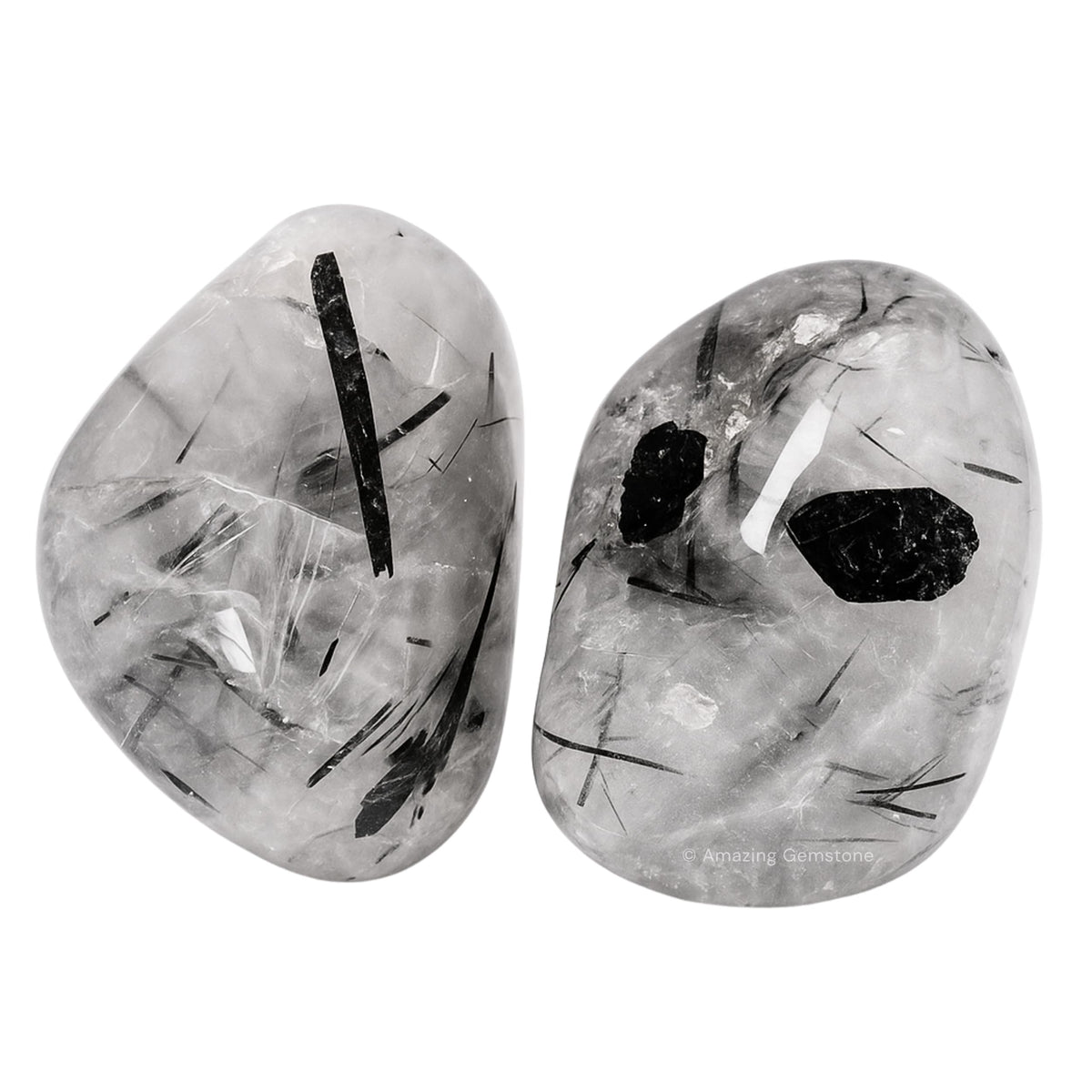 Amazing Gemstone Black Rutilated Quartz Crystals & Healing Stones Tumbled - 1 oz Black Rutilated Quartz Stone, Healing Stones for Energy Balance, Premium Polished Gems Rocks for Meditation & Wellness