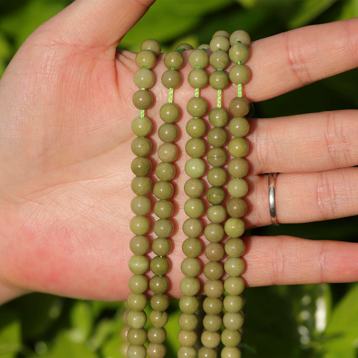 6mm Natural Stone Beads 65pcs Avocado Jade Polished Round Smooth Crystal Loose Gemstone Beads for Jewelry Making DIY Bracelet Necklace Earring Crafts Supplies
