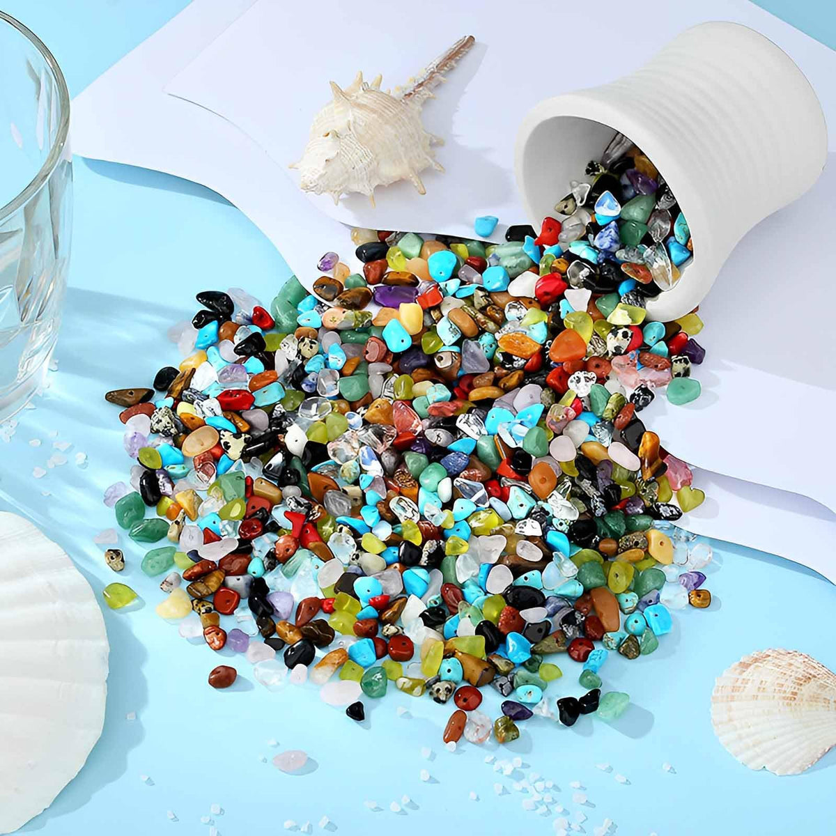 200pcs Natural Chip Stone Beads Gemstone Healing Crystal Loose Rocks Bead Irregular Glass Seed Charm Beads Drilled DIY for Jewelry Bracelet Necklace Earrings Making Crafting Supplies (Pinky, 5-8mm)