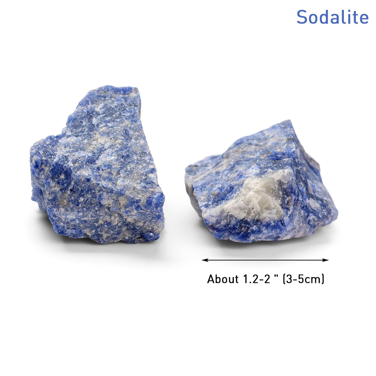 GolbalJew Sodalite Natural Raw Crystals 2PCS Healing Crystal Stones 1.2-2.0” Reiki Healing Gemstones for Meditation Chakra Balance Home Decor