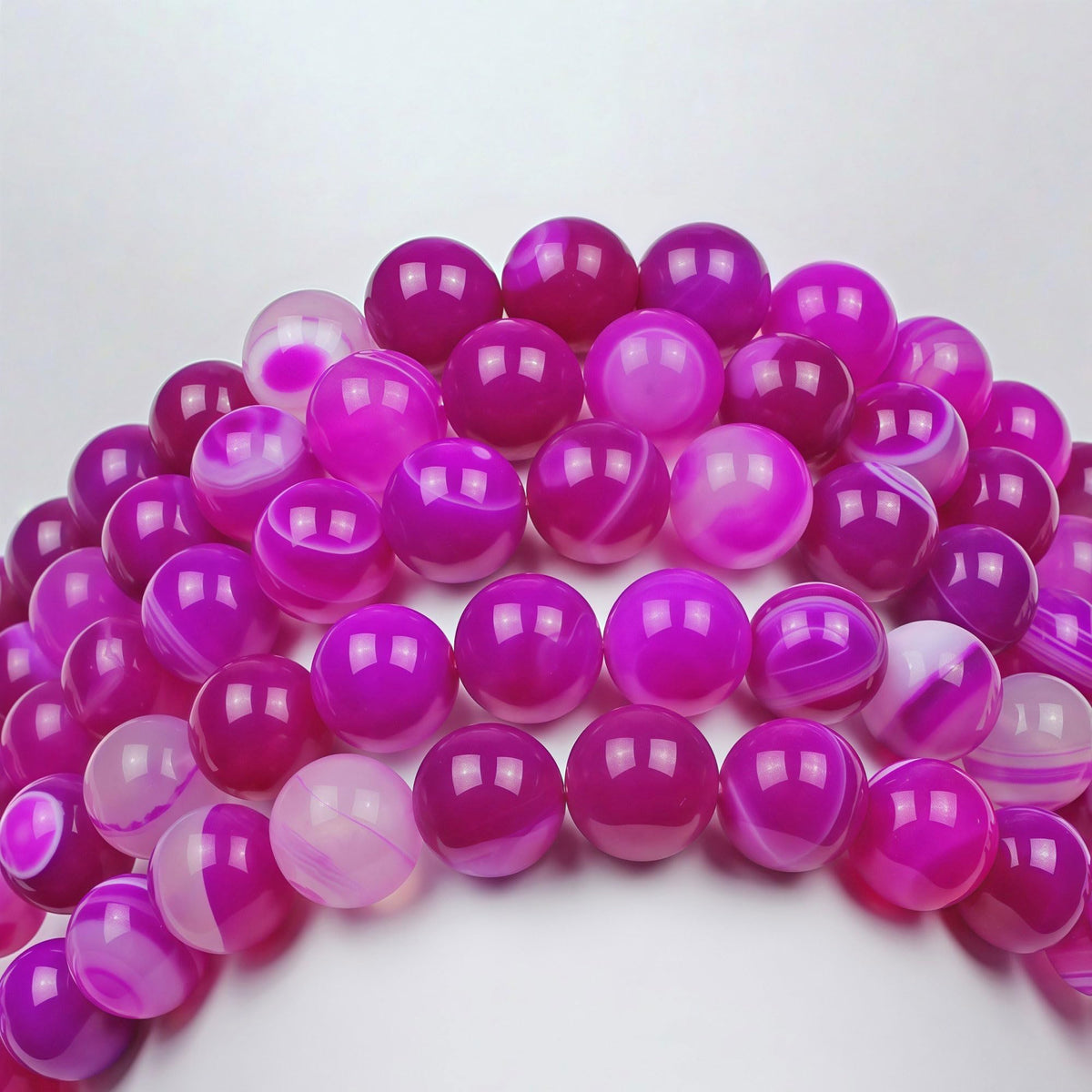 MJDCB Natural Stone Beads Rose Red Stripe Agate Round Loose Beads for Jewelry Making DIY Bracelet Necklace (8mm)