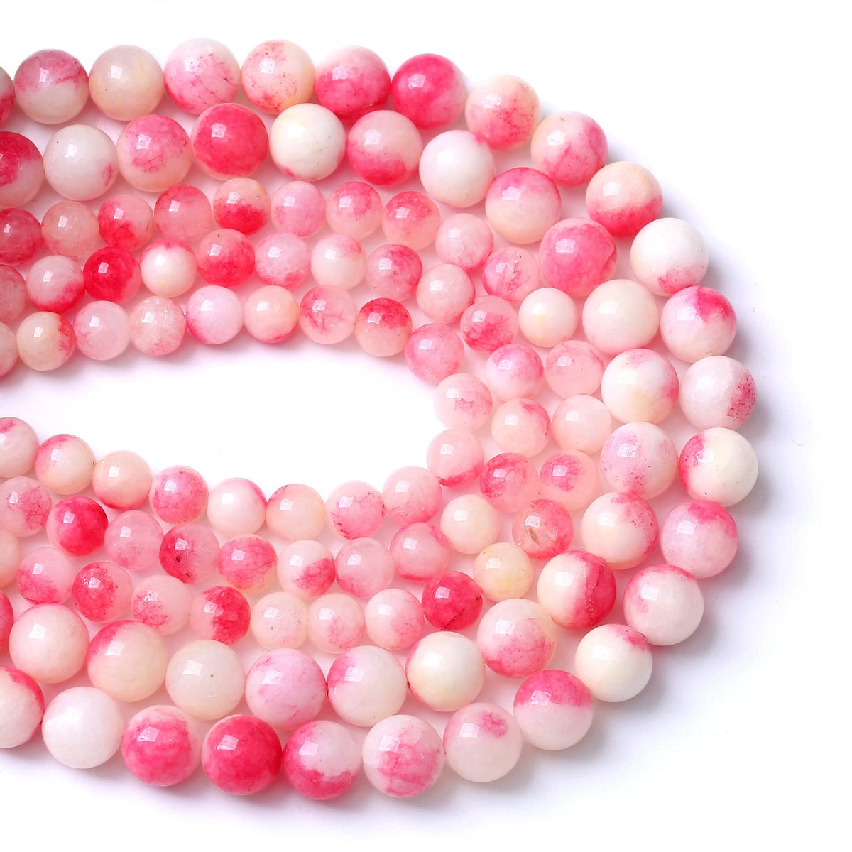 12MM 32PCS Pink Tourmaline Jade Stone Beads for Jewelry Making DIY Bracelet Necklace 15"