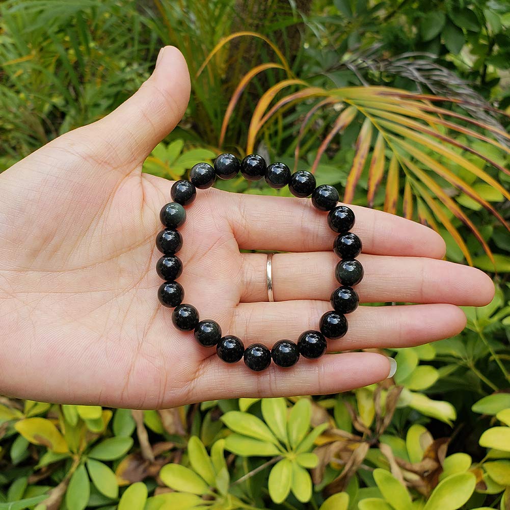 chengmu 8mm Rainbow Eye Obsidian Stretch Bracelet Round Stone Beads Semi Gemstone for Crystal Elastic Bracelet 7.5"