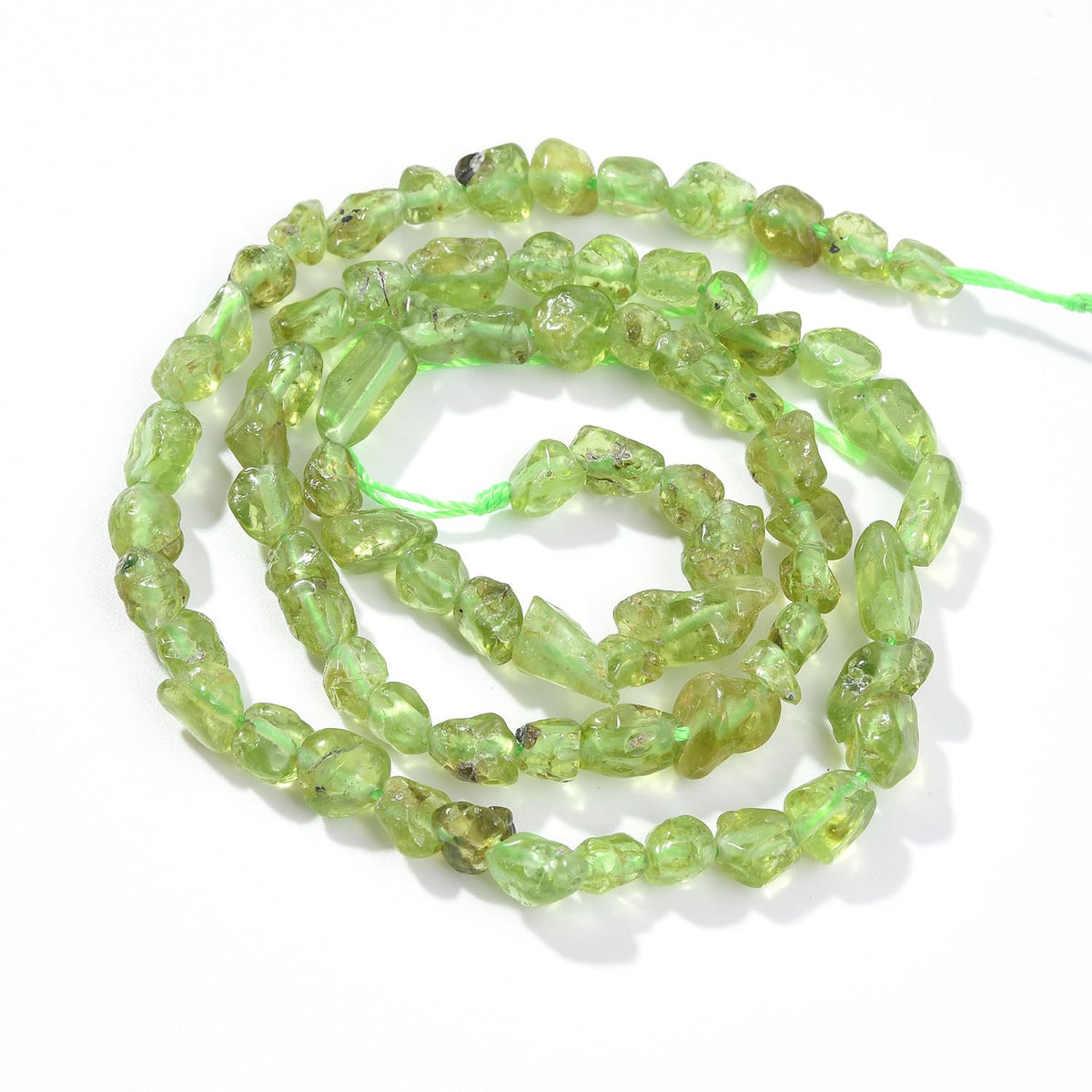 jodaying 6-8mm Natural Green Peridot Nuggets Oval Free Tumbled Pebble Semi Precious Gemstone Loose Stone Beads Approx 15.5 inch for DIY Jewelry Making