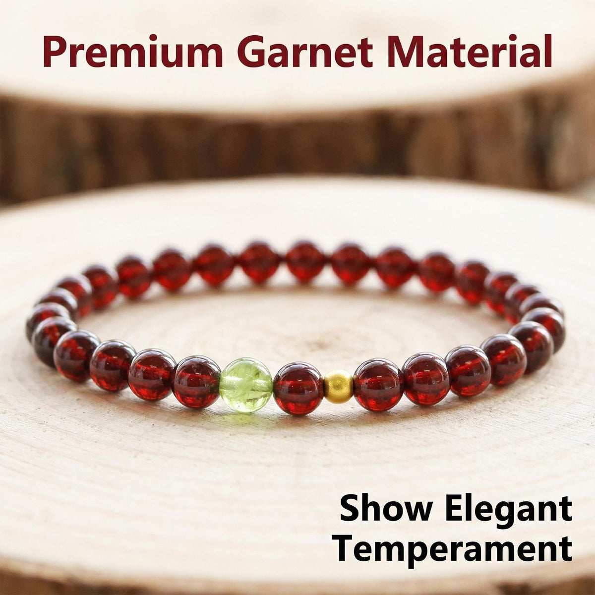 CNYTPE Garnet Bracelet for Women – Red Garnet Jewelry, Healing Crystal Bracelet, Handmade Gemstone Jewelry, Symbol of Love, Happiness & Harmony (Garnet + Prehnite Bracelet)