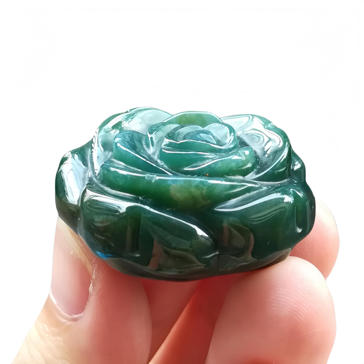 Sunshcat Natural India Agate Crystal Rose Pendant,Three Dimensional Carved Healing Meditation Jewelry Crystals and Healing Stone Figurine,Suitable for DIY Jewelry Making and Valentine's Day Gift