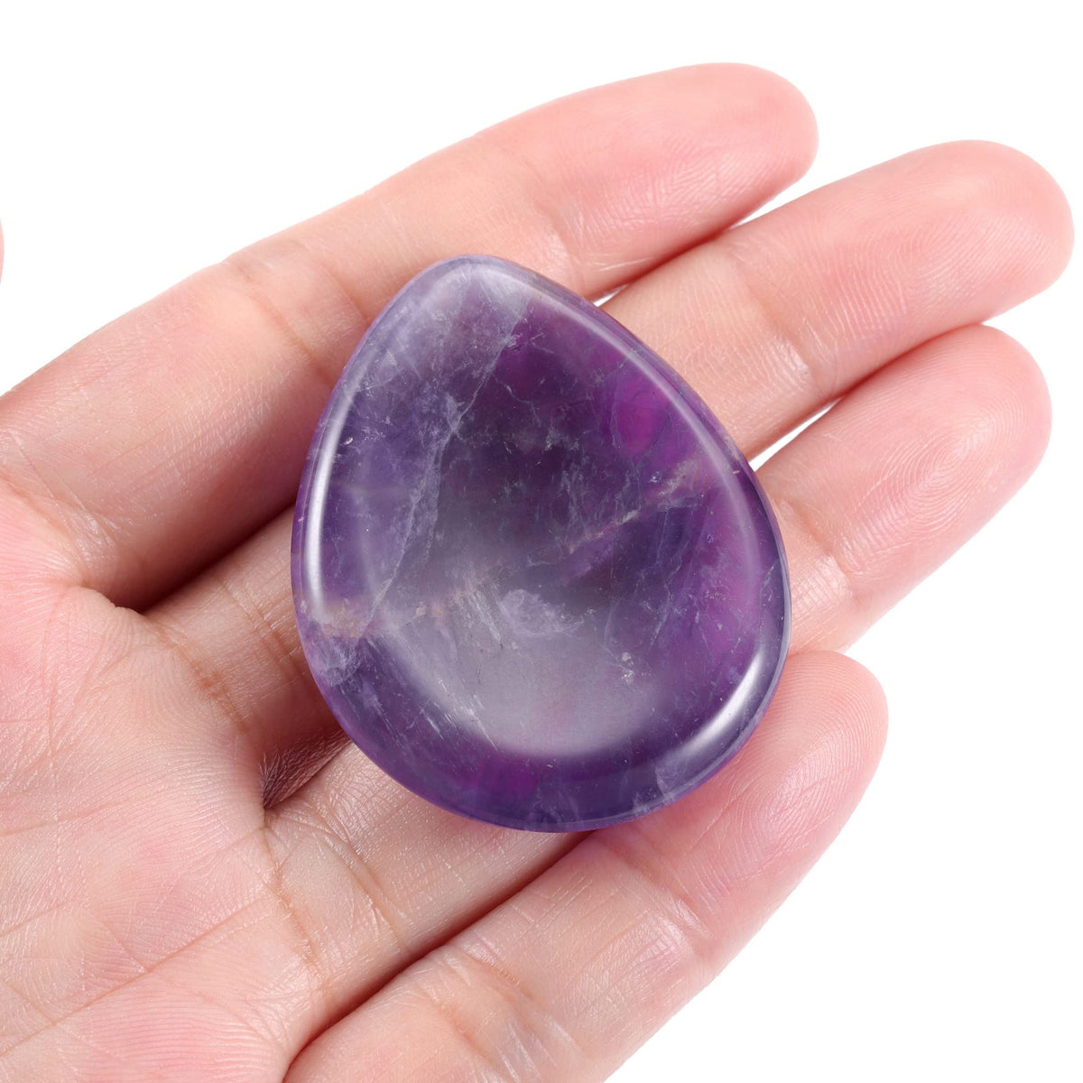 CrystalTears Amethyst Thumb Worry Stone Chakra Healing Crystal Pocket Palm Stone w/Gift Box