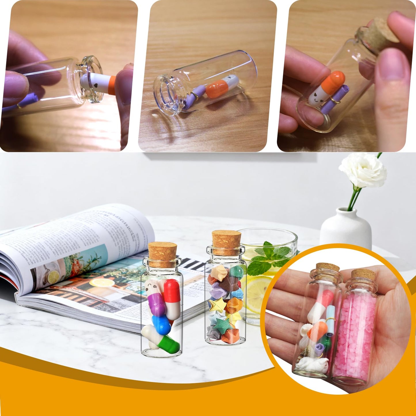 30Pcs 20ml Mini Glass Bottles with Cork Stoppers - Small Clear Vials for DIY Crafts, Wedding Favors, Halloween Decor, Wishing Spell Jars, Includes Funnel-(22 * 80 mm)