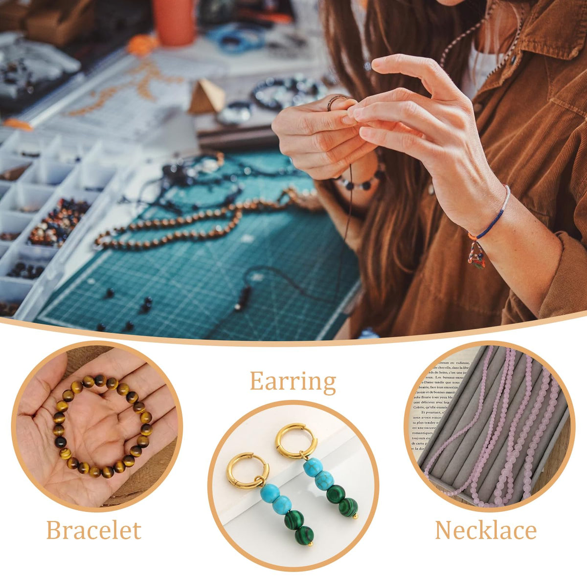 Vinswet 90pcs 4mm Multicolor Natural Stone Beads Round Genuine Real Stone Beading Loose Gemstones DIY Smooth Bead for Bracelet Necklace Earrings Jewelry Making