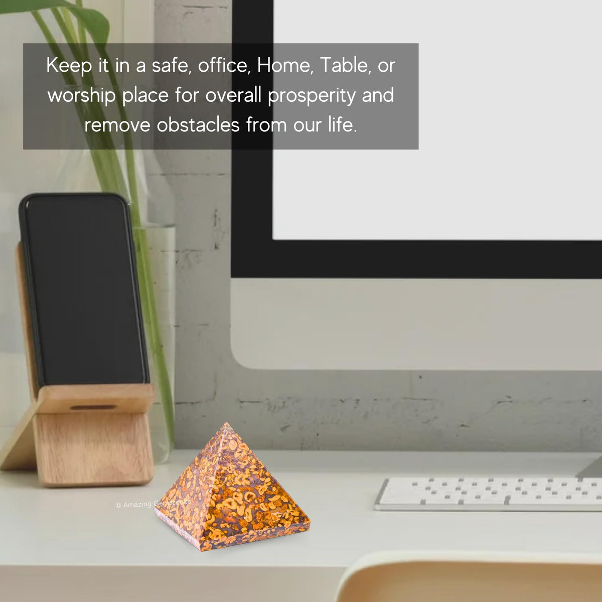 Amazing Gemstone Fruit Jasper Pyramid Crystal Healing Stones - 2" Great Pyramid Figurine of Natural Stone Pyramid for Meditation, Reiki, Chakra Balancing and Crystal Pyramids Grid