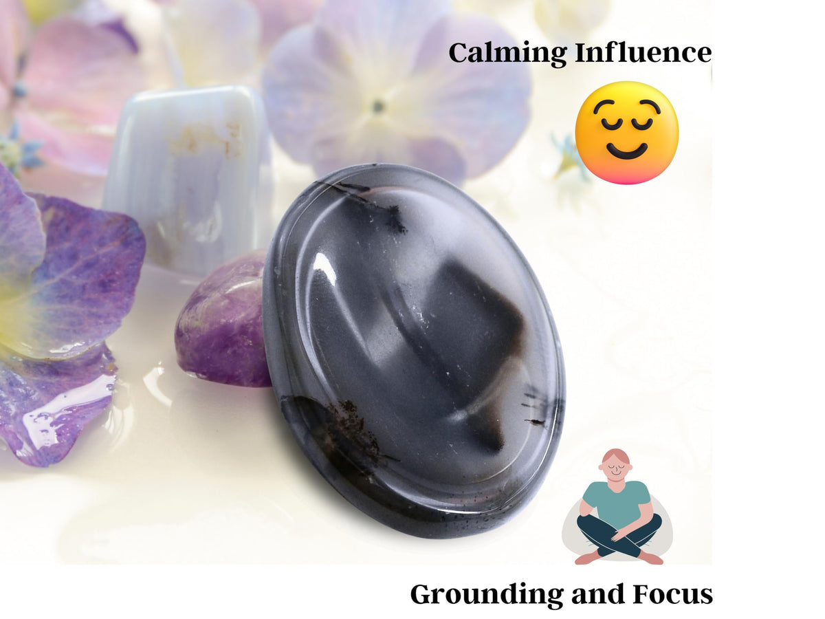 Amazing Gemstone Dendrite Agate Worry Stone Crystals and Healing Stones - Worry Stones for Stress Relief Gifts - Piedra Crystal Fidget for Meditation - Unique Stocking Stuffers and Birthday Gifts
