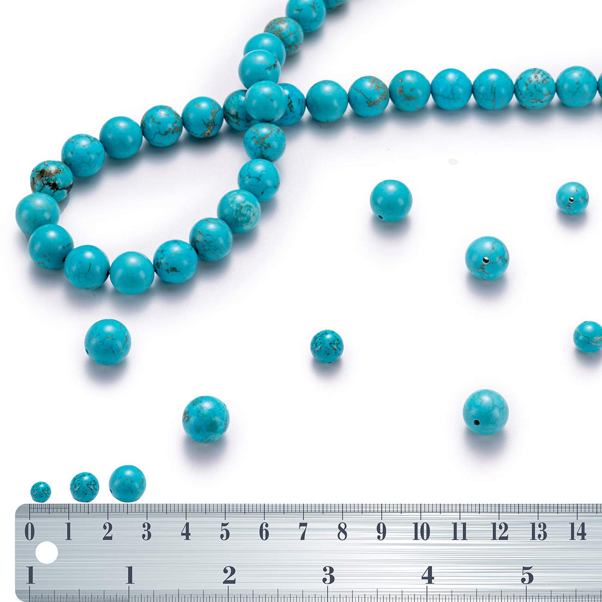 BEADIA Natural Blue Turquoise Stone Round Loose Semi Gemstone Beads for Jewelry Making 6MM 61PCS