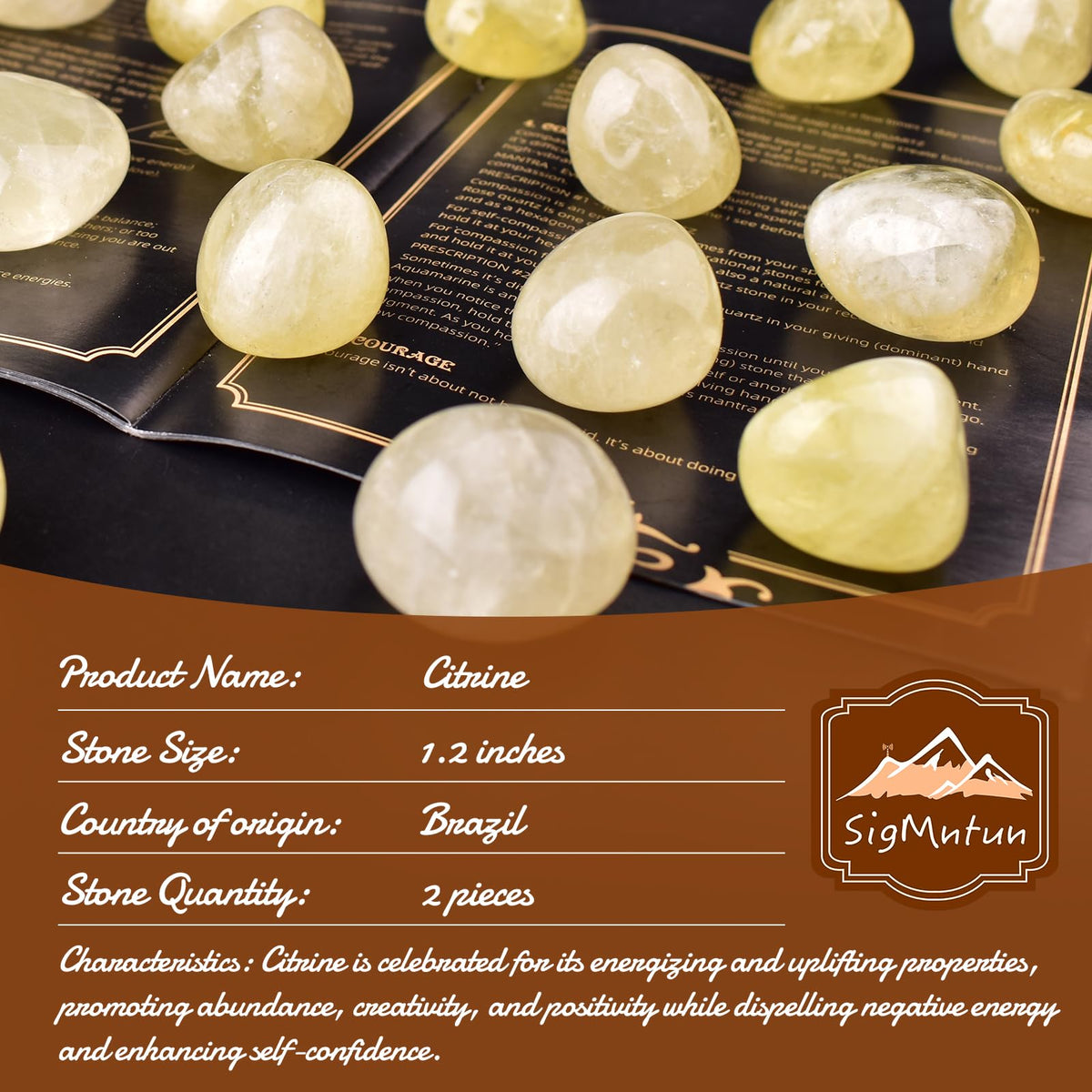 Super Large Polished Citrine Healing Crystal Stones - 2 Pcs of 1.2" Worry Stone for Anxiety, Pocket Palm Gemstones Handpicked Natural Tumbled Rocks for Meditation, Reiki, Chakra, Home Decor