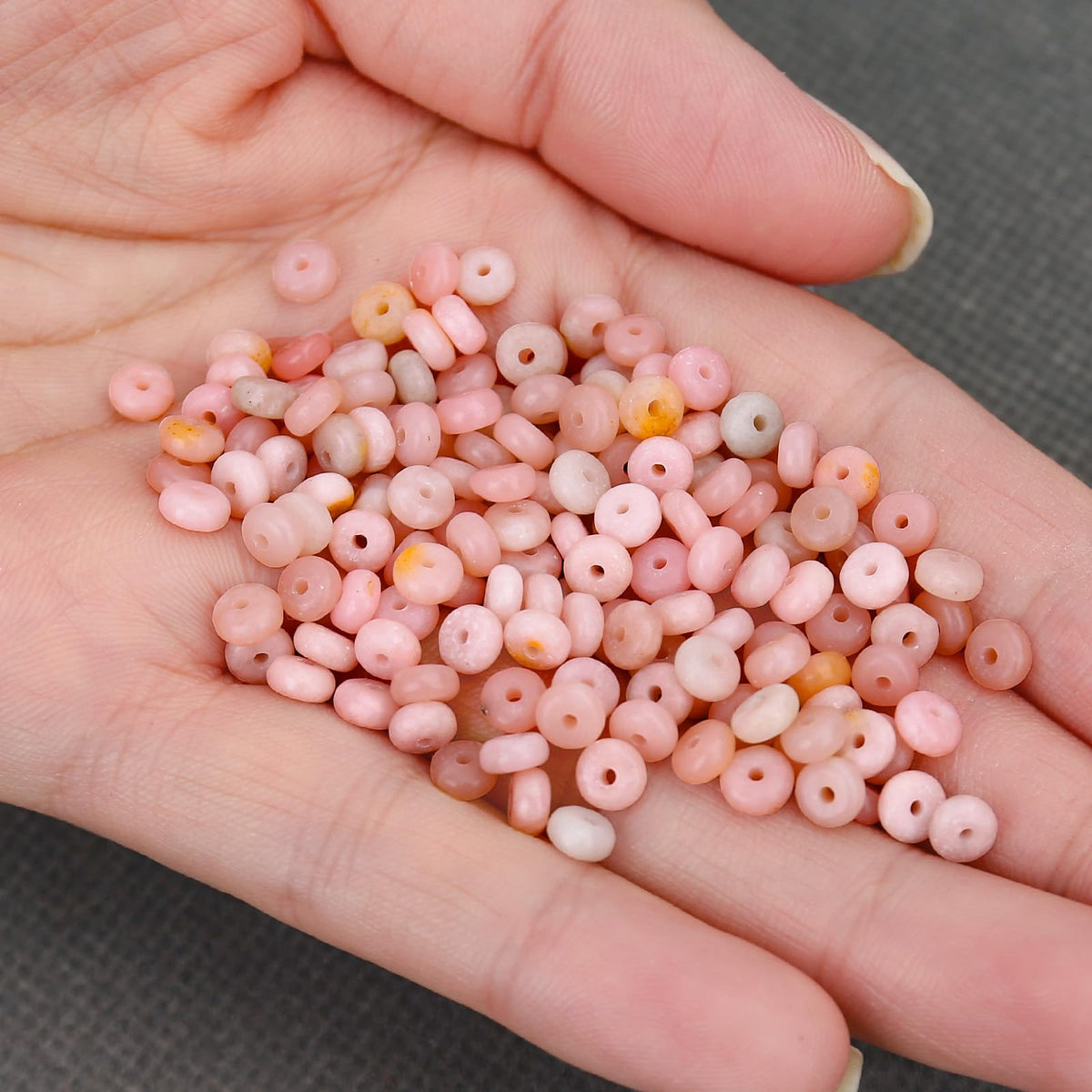 BONNY BOXX 1 Strand (150PCs) Natural 2 * 4mm Pink Opal Rondelle Beads, Natural Abacus Disk Stone Beads Loose Spacer Gemstone for DIY Bracelet Necklace Jewelry Making