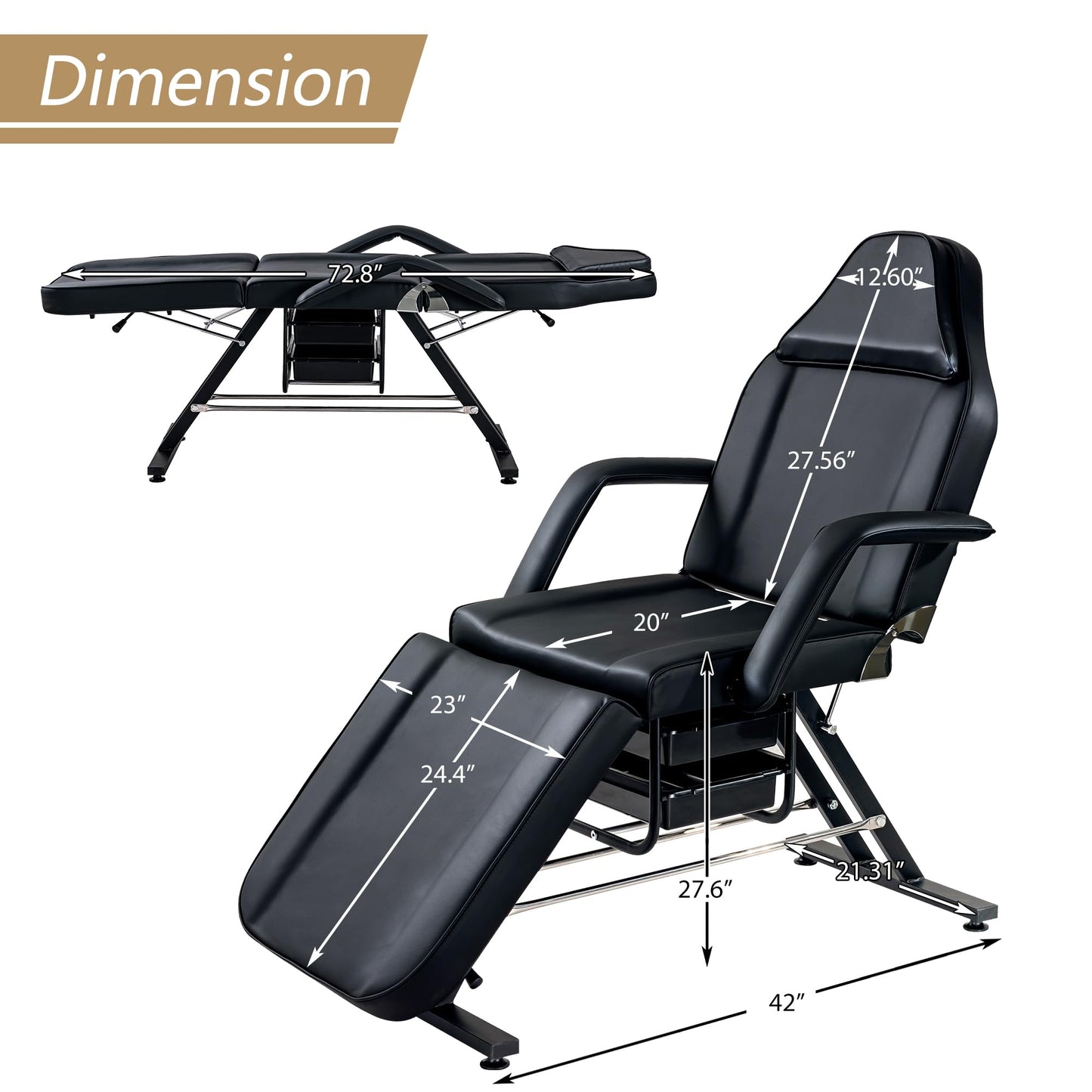 Massage Bed, Spa & Salon Chair, Tattoo Chair w/Hydraulic Stool Spa Equipment Spa Beds Salon Spa Tattoo Bed, Adjustable Beauty Salon SPA Massage Bed Tattoo Chair,Barber Chair Salon Chair Hair Stylist