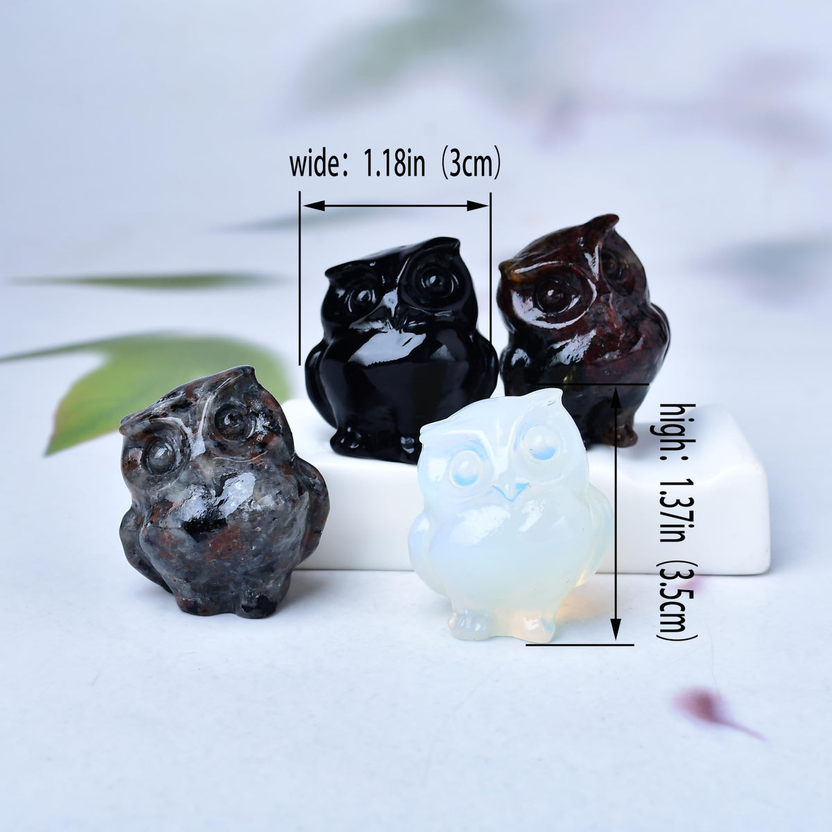 WUYOUSHI Black Obsidian Owl Decor Healing Crystal Statue Polished Gemstone Spiritual Decor for Home & Office Desk Energy Stone Gift for Women, Men (Meditation, Reiki)