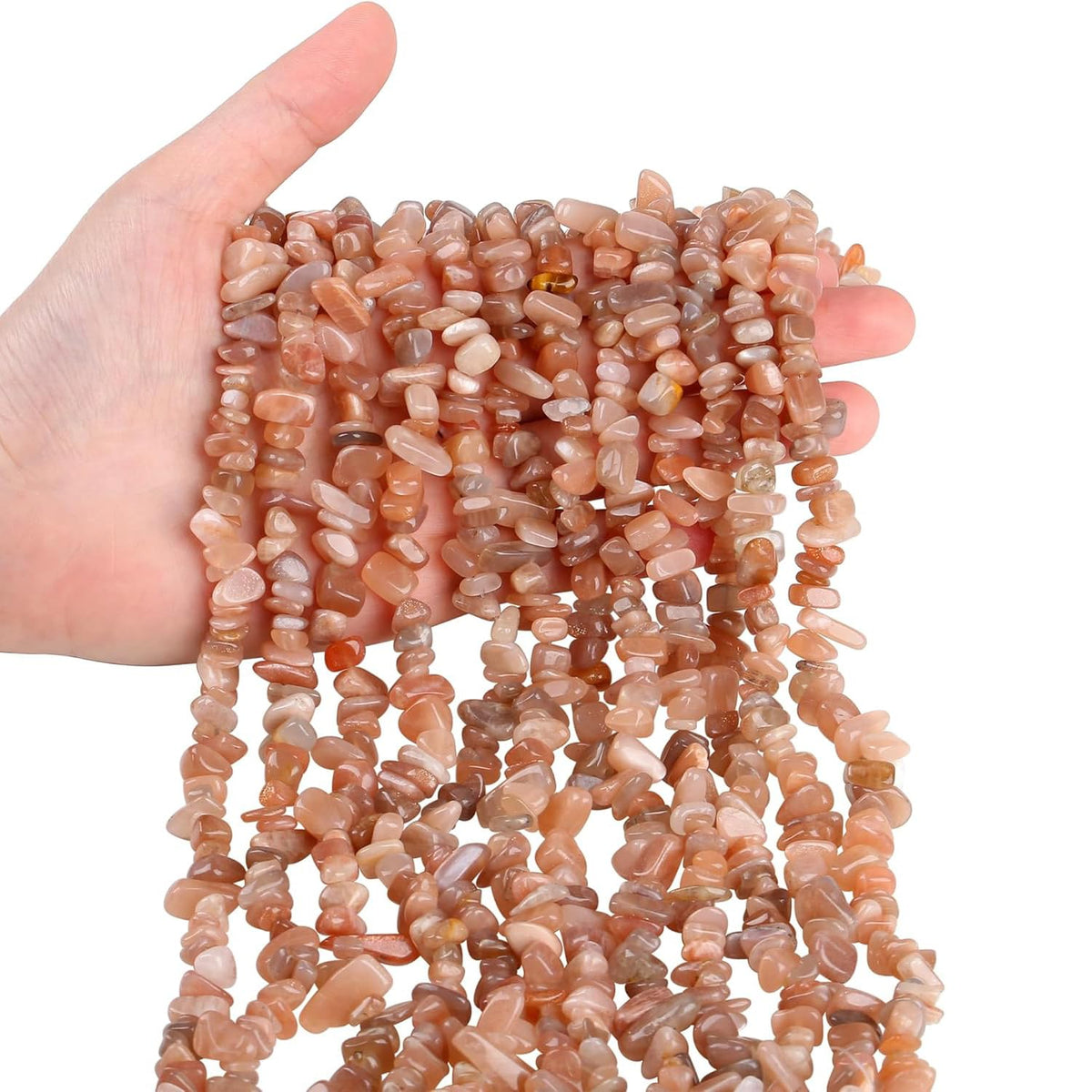 HAAMIIQII 5-8mm Natural Sunstone Chips Beads Irregular Chip Stone Genuine Real Freeform Loose Gemstone Beads for Jewelry Making Strand 32 Inch