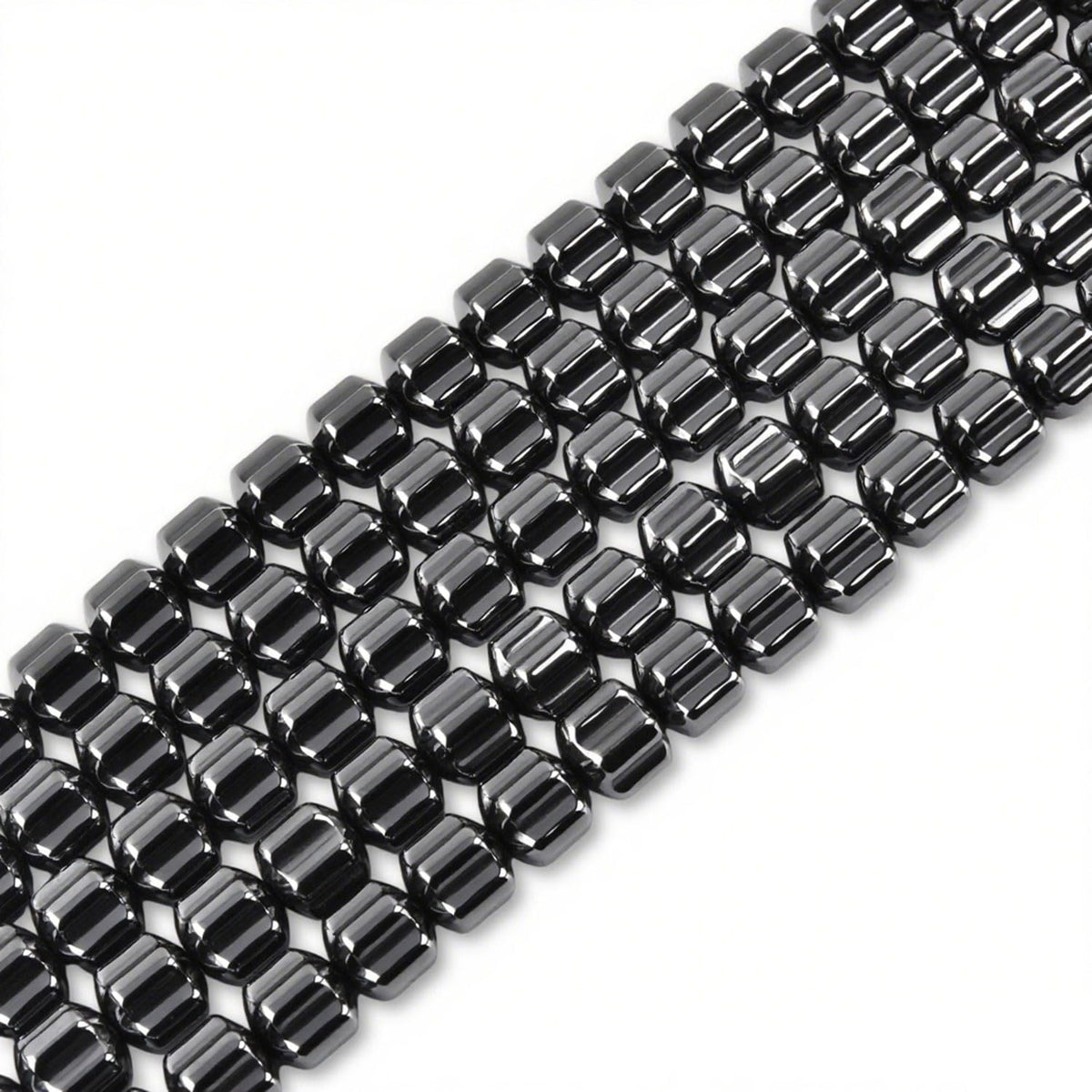 HAAMIIQII 65pcs 6mm Natural Black Hematite Loose Gemstone Beads Gear Shape Spacer Stone Beads for Jewelry Making DIY Bracelets Necklaces Crafting