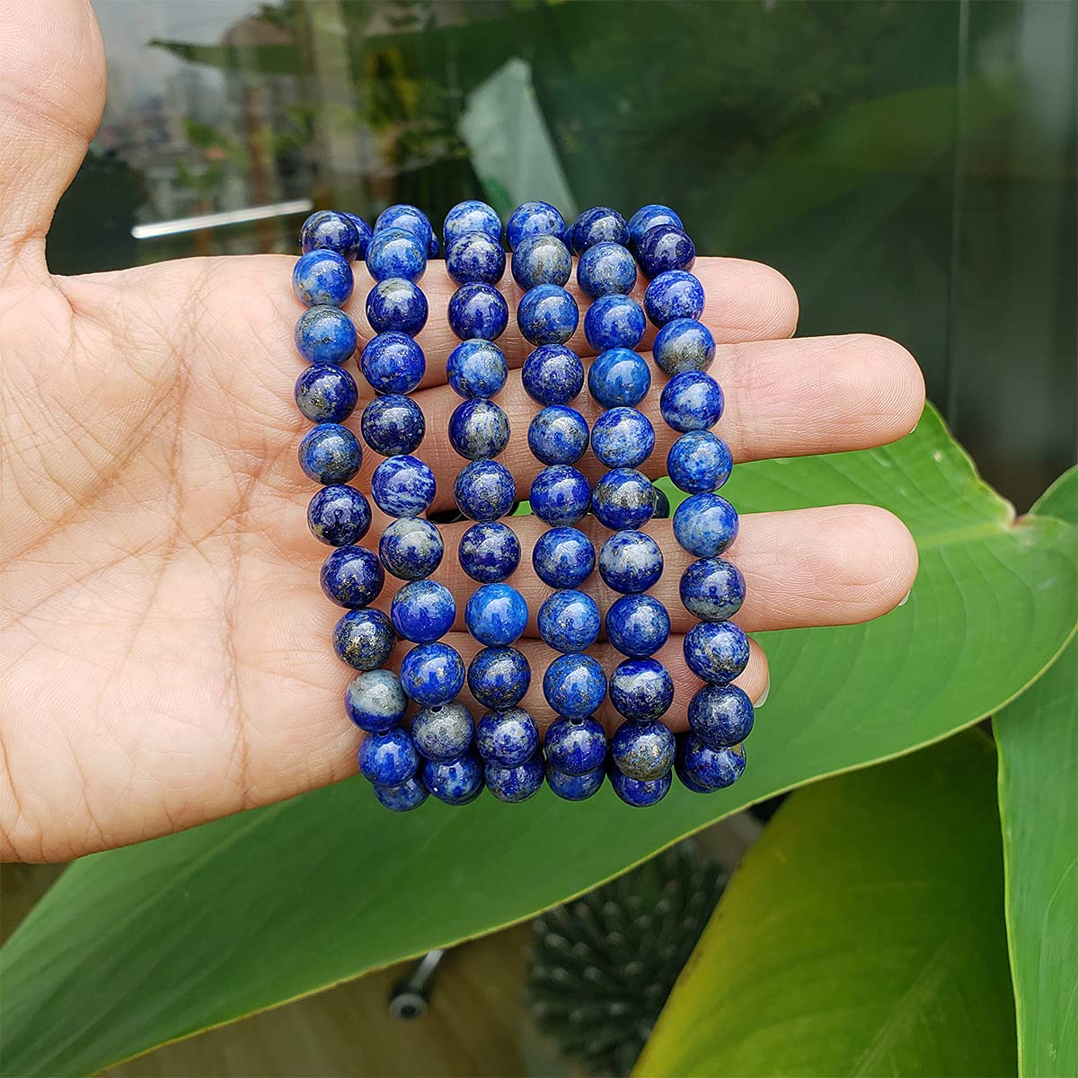 chengmu 8mm Natural Lapis Lazuli Stretch Bracelet for Women Men Handmade Round Beads Semi Precious Gemstone for Crystal Elastic Beaded Bracelet 7.5" Unisex