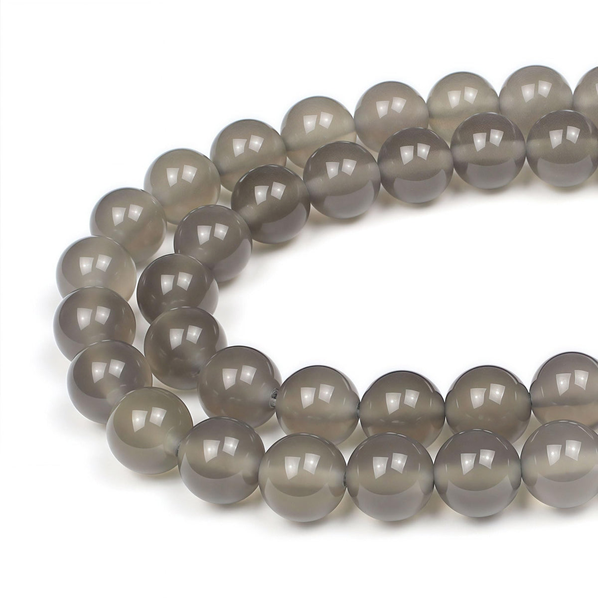MJDCB 7A Natural Grey Agate Gemstone Round Stone Beads for Jewelry Making DIY Bracelet Necklace (4mm)
