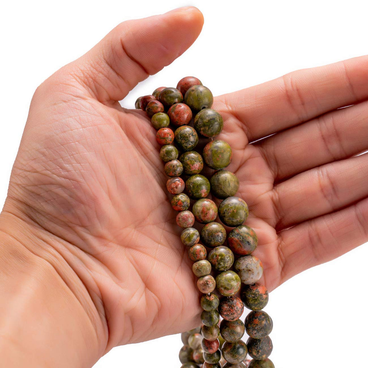 BEADIA Natural Unakite Stone Round Loose Semi Gemstone Beads for Jewelry Making 10MM 38PCS