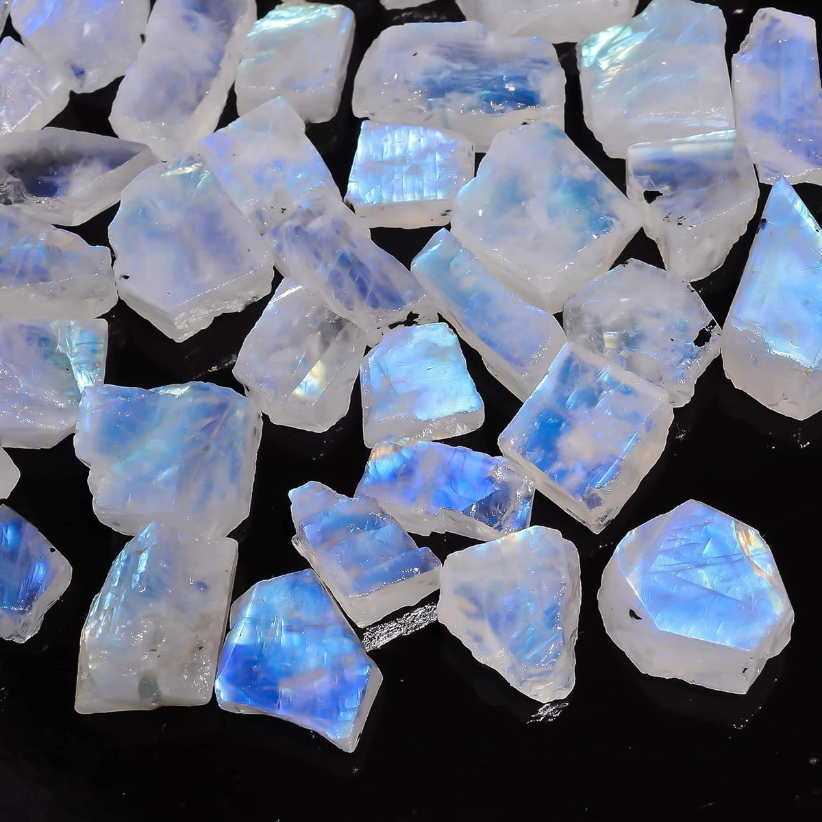 GEMKORA 30 carats Natural Rainbow Moonstone Rough Gemstone, June Birthstone, Raw Crystals Rock, Jewelry Making Supplies, Chakra Healing, Crafts & DIY Stone, 10 to 15mm, 5-7 Pcs