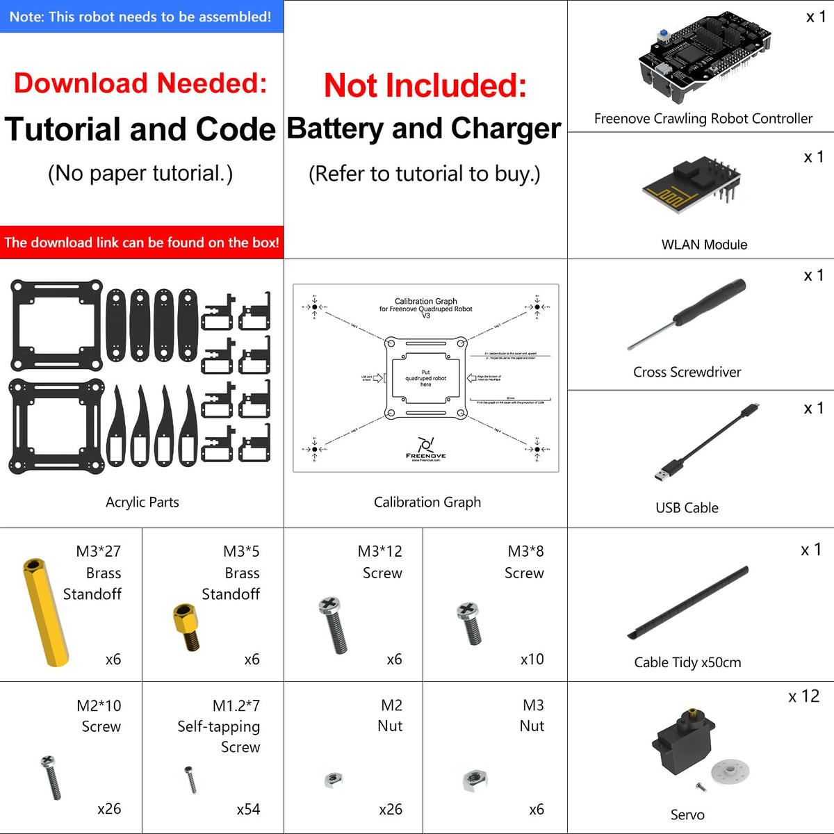 FREENOVE Quadruped Robot Kit (Compatible with Arduino IDE), Walking Crawling Twisting, App Remote Control, Servo STEM Project