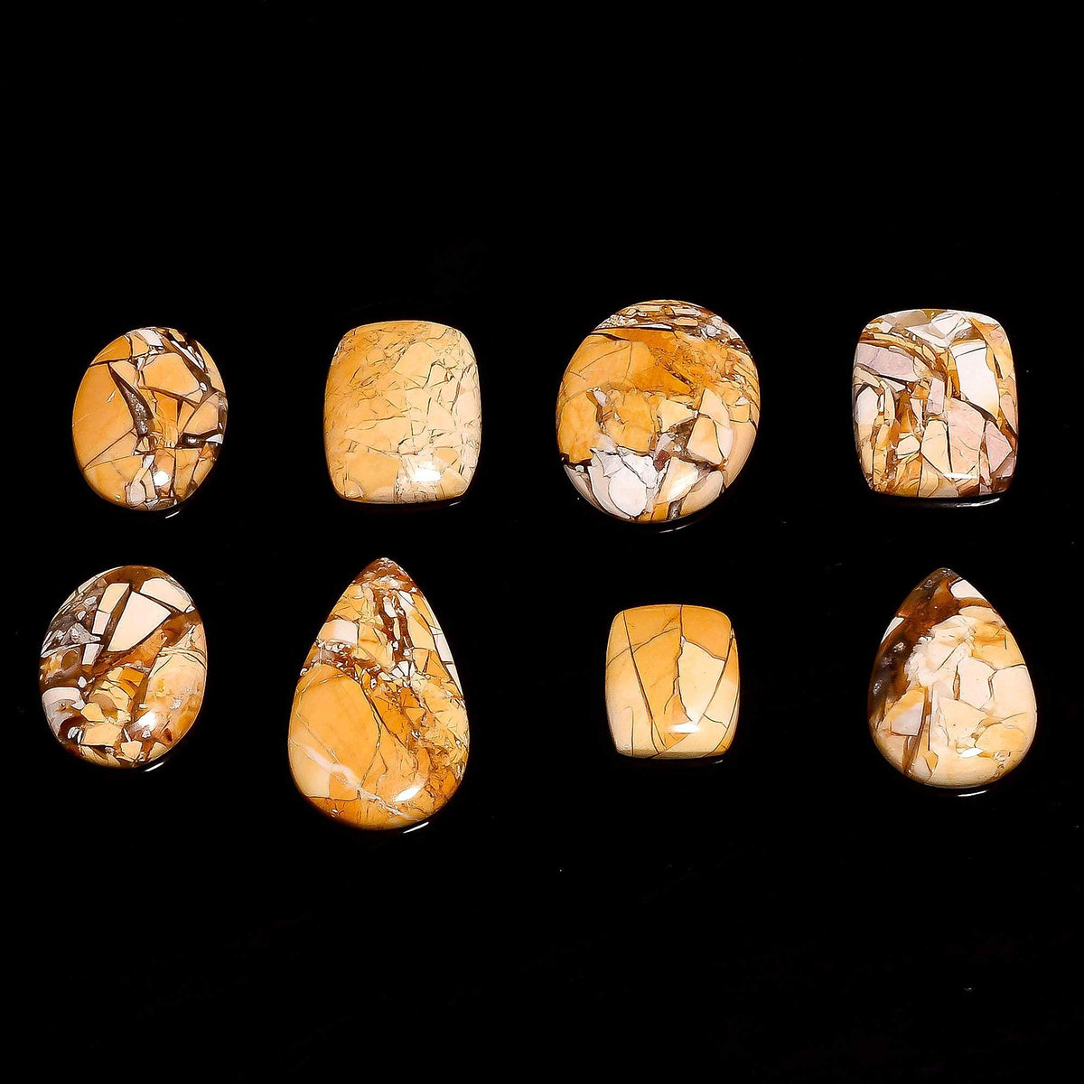 GEMKORA 4pcs Natural Brecciated Mookaite Jasper Gemstone Wholesale Cabochons Lot, Jewelry Making Loose Gemstone, Polished Home Decor, DIY, Wire Wrapping, Reiki, Healing Crystals, Bulk Gemstone Deal