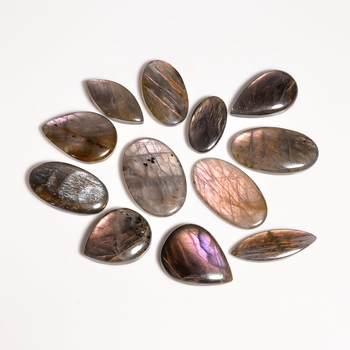 Gemkora AAA+ 5pcs, (20-30mm) Big Purple Labradorite Mix Gemstones Cabochons, Jewelry Making Loose Stones, Polished Gems, DIY, Wire Wrapping, Healing Crystals, Bulk Gemstone Deal
