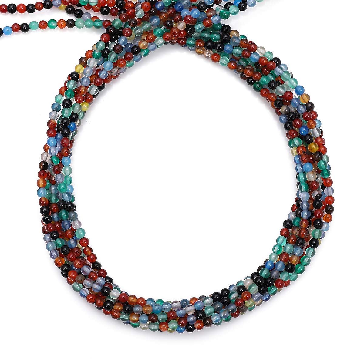 BEADIA Natural Colorful Agate Stone Round Loose Semi Gemstone Beads for Jewelry Making 3-3.5mm 38cm/Strand