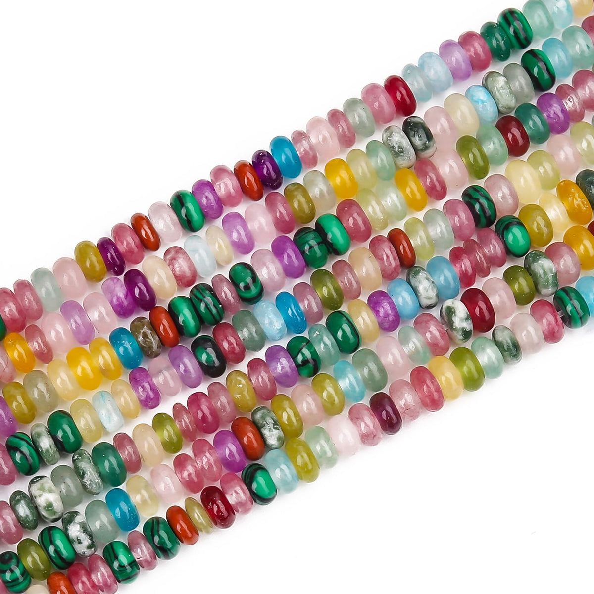 BONNY BOXX 1 Strand (150PCs) Natural 2 * 4mm Mix Colors Rondelle Beads, Natural Abacus Disk Stone Beads Loose Spacer Gemstone for DIY Bracelet Necklace Jewelry Making
