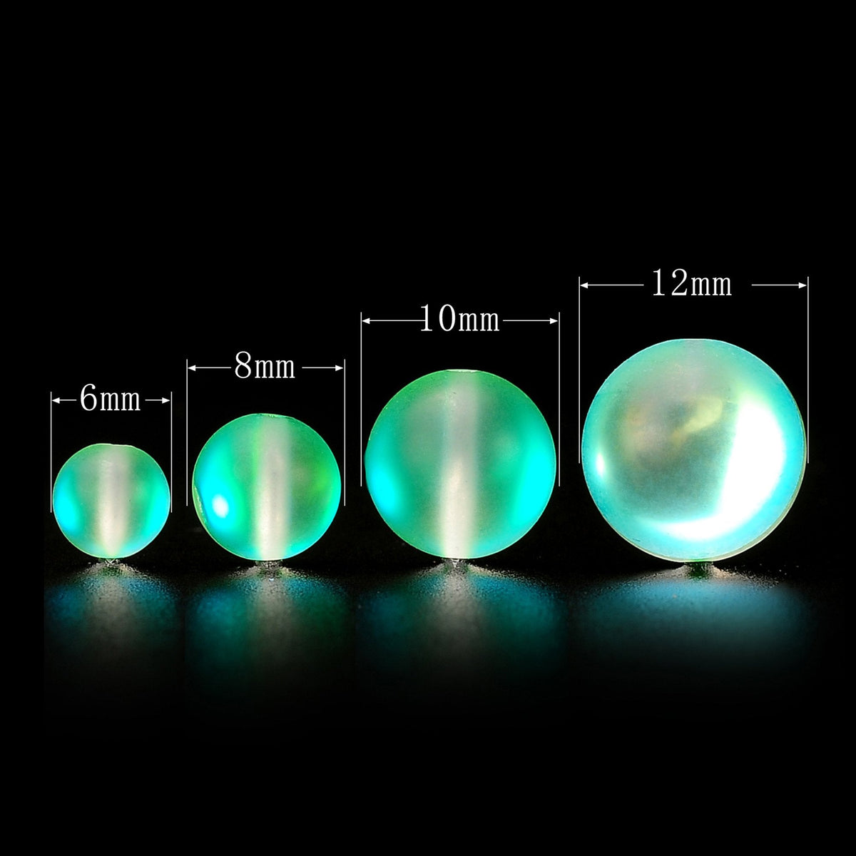 RUBYCA 12mm Round Moonstone Matte Crystal Glass Beads Aura for Jewelry Making Green, 1 Strand