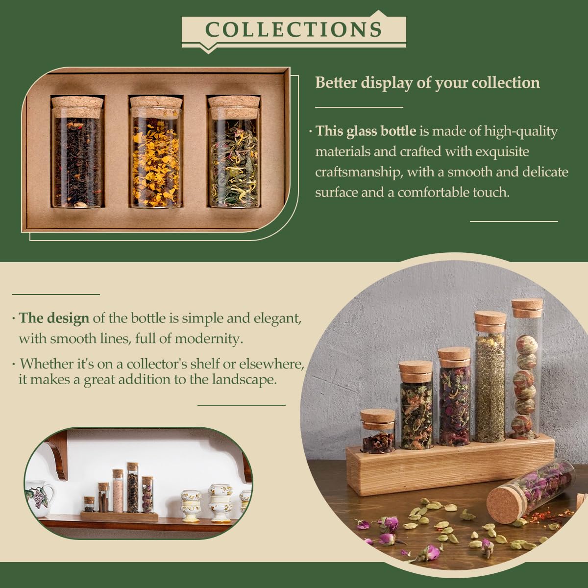 15-Pack 1.35 oz (40 ml) Glass Bottles & Test Tubes with Cork Stoppers – for Spell Jars, Spice Storage, DIY Favors, Travel Memories, Plant Propagation – Empty Recyclable Containers for Crafts, Kitchen