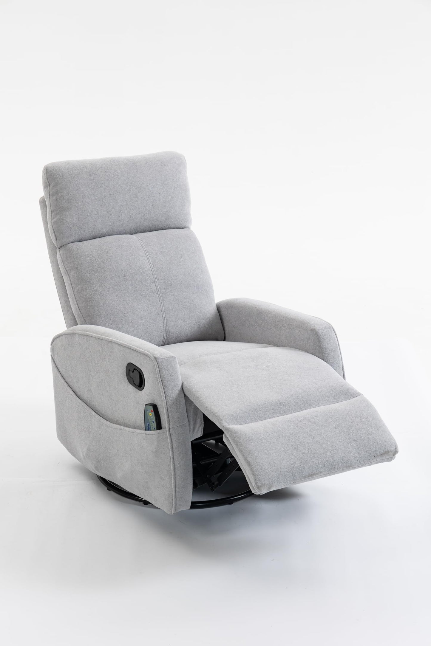 GDFStudio 360 Degree Swivel Accent Chair Manual Recliner Armchair Sofa Short Plush Upholstered Leisure Chair for Living Room Bedroom Office, Grey