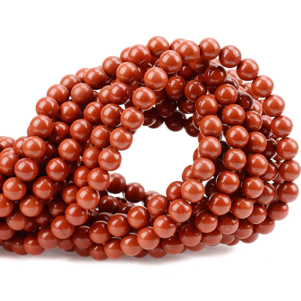 80Pcs Natural Crystal Beads Stone Gemstone Round Loose Energy Healing Beads with Free Crystal Stretch Cord for Jewelry Making (Red Jasper, 10mm)
