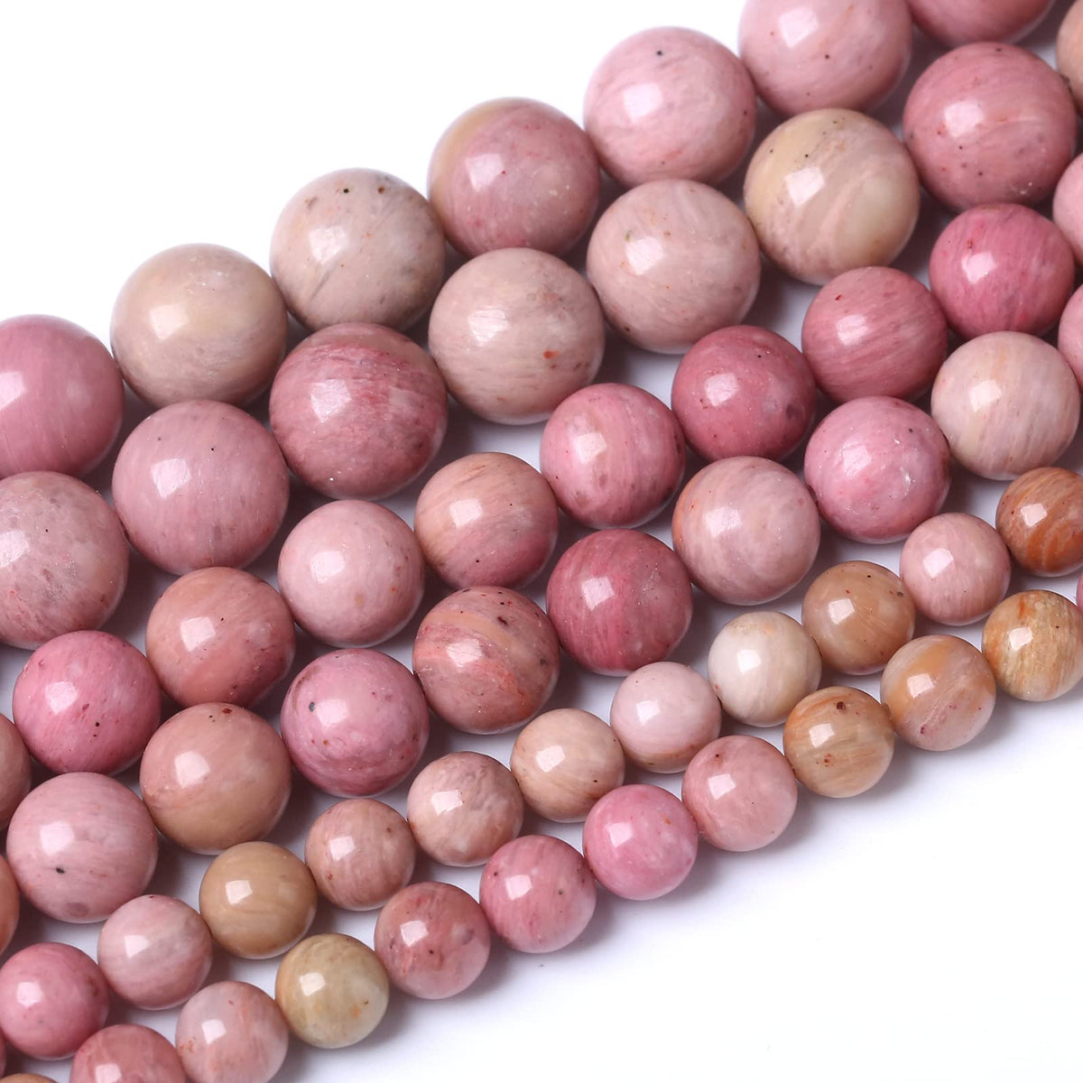 90PCS 4MM Rhodonite Beads Natural Gemstone Round Stone Beads for Jewelry Making DIY Energy Stone Healing Power Bracelet 15"