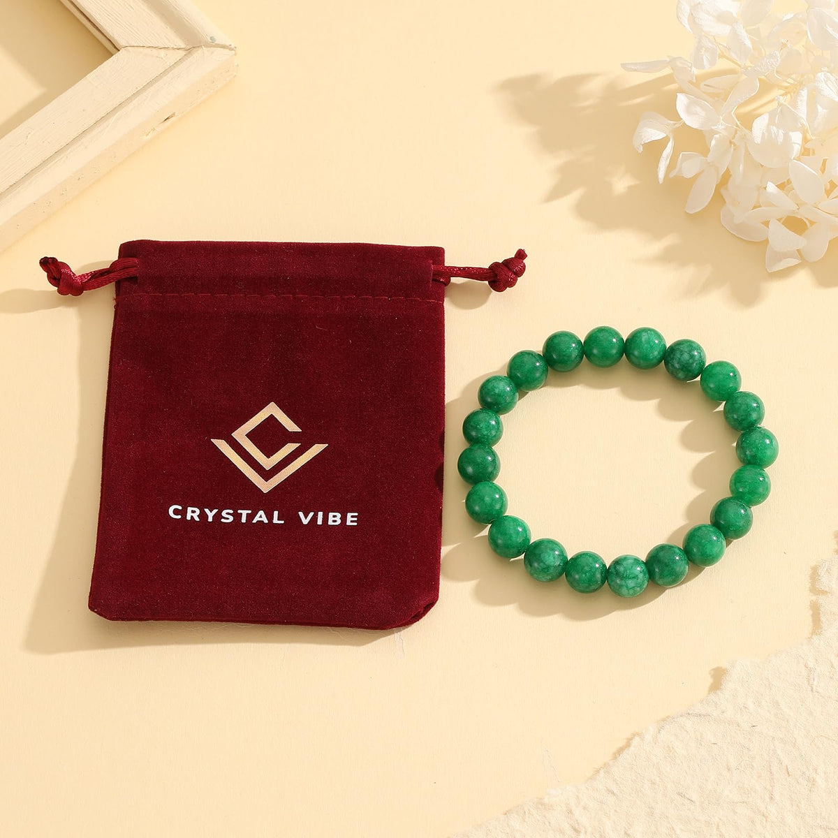 Green Jade Bracelet for Women | Natural Real Jade Crystal Beaded Stretch Bracelet 10mm | Gift for Her Luck Prosperity Healing Gemstone Jewelry